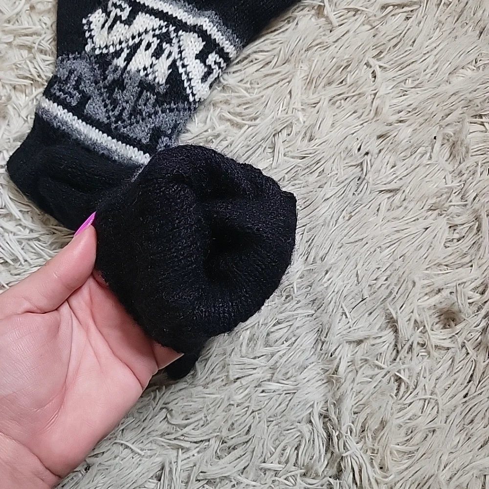 Black Winter Gloves Indie Tribal Boho Pattern